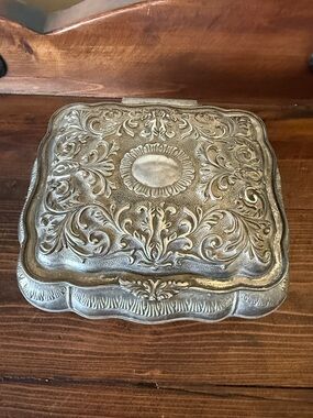 Vintage Silver Tone Jewelry Box